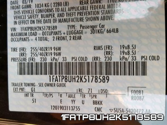 1FATP8UH2K5178589 фото 2
