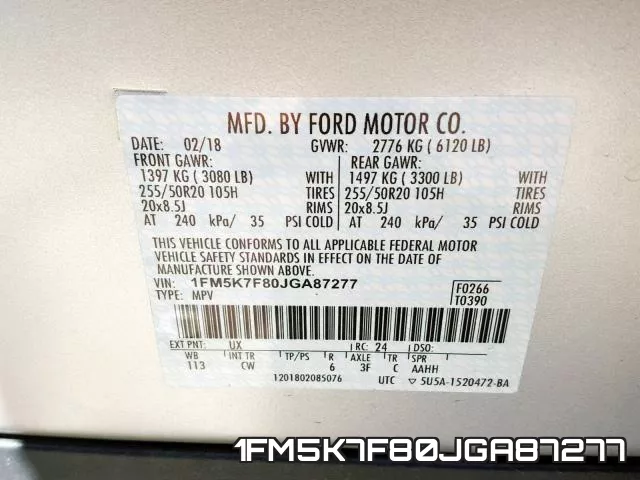 1FM5K7F80JGA87277 фото 2