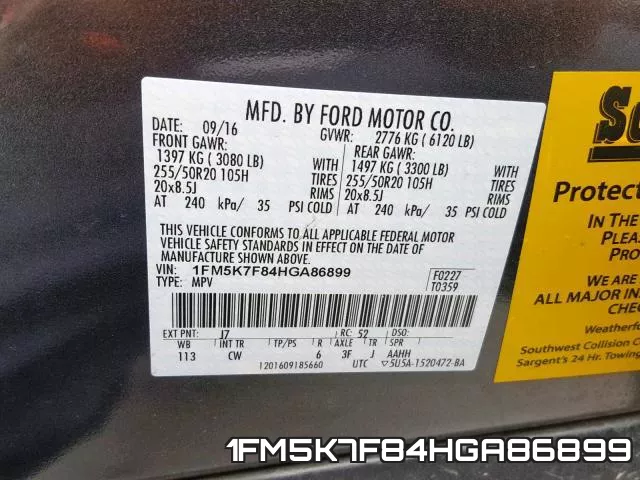 1FM5K7F84HGA86899 фото 2
