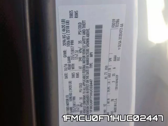 1FMCU0F71HUC02447 фото 2