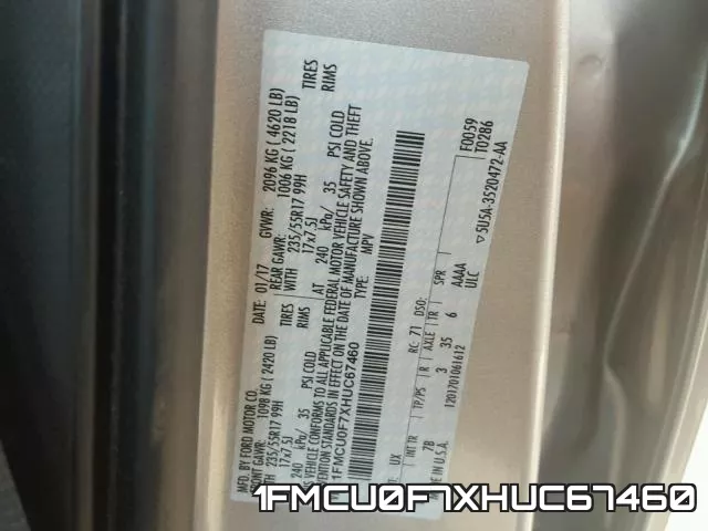 1FMCU0F7XHUC67460 фото 2