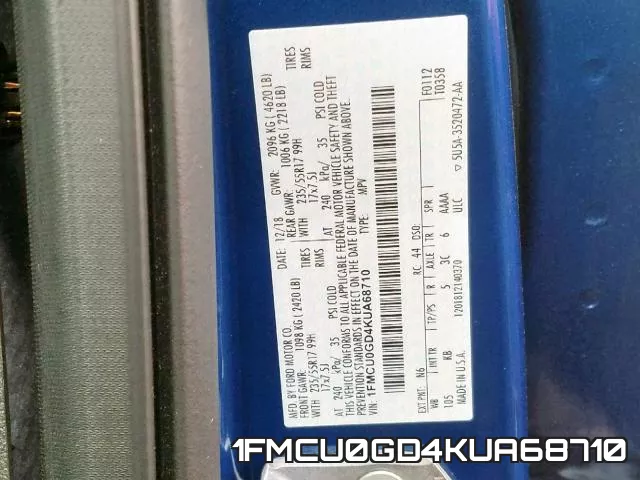 1FMCU0GD4KUA68710 фото 2