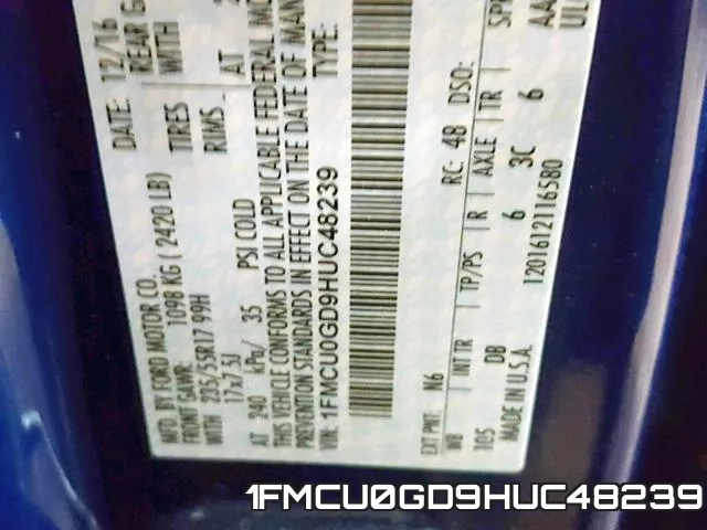 1FMCU0GD9HUC48239 фото 2