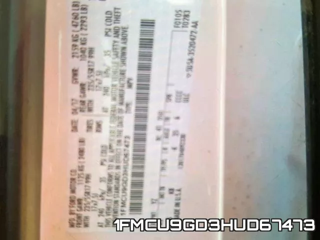 1FMCU9GD3HUD67473 фото 2