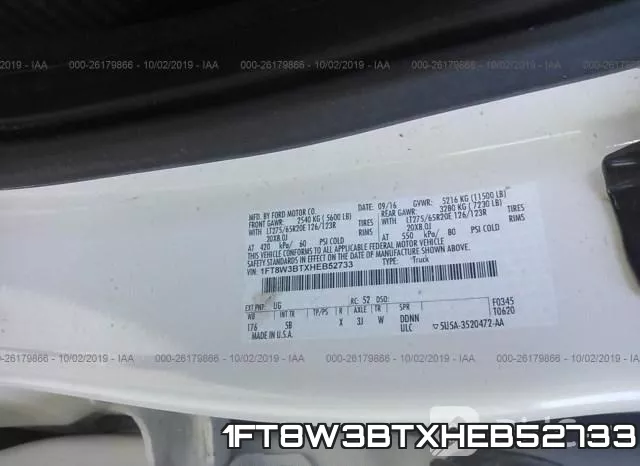 1FT8W3BTXHEB52733 фото 10