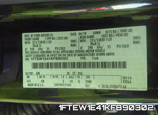1FTEW1E41KFB90302 фото 10