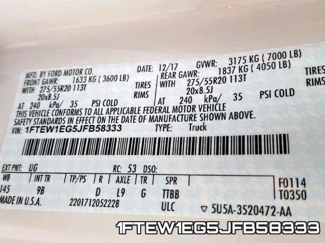 1FTEW1EG5JFB58333 фото 2