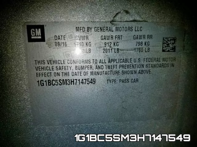 1G1BC5SM3H7147549 фото 2