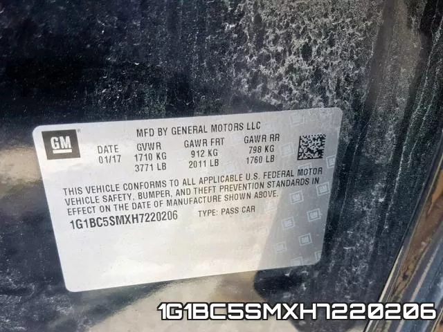 1G1BC5SMXH7220206 фото 2