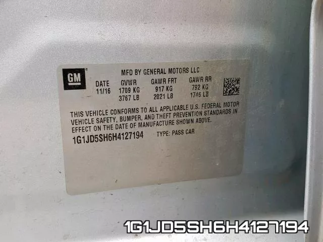 1G1JD5SH6H4127194 фото 2