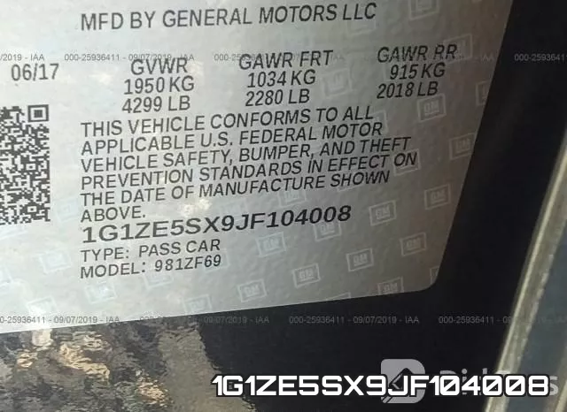 1G1ZE5SX9JF104008 фото 10