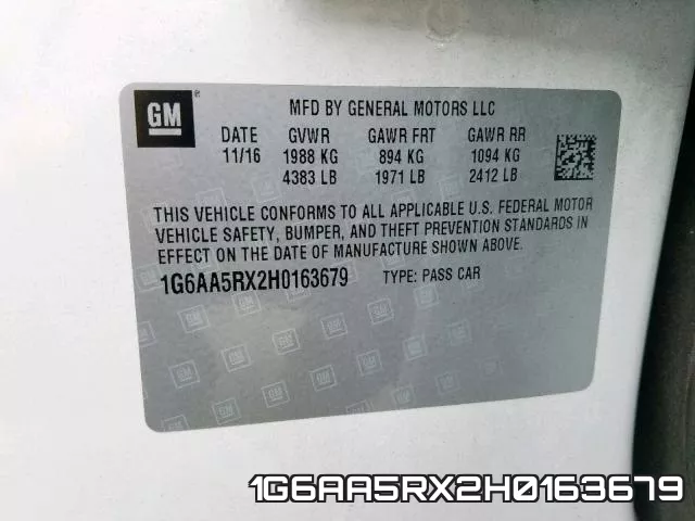 1G6AA5RX2H0163679 фото 2