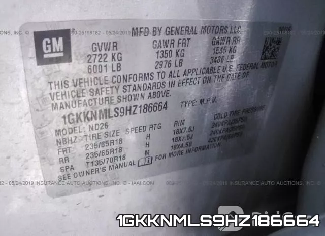 1GKKNMLS9HZ186664 фото 10