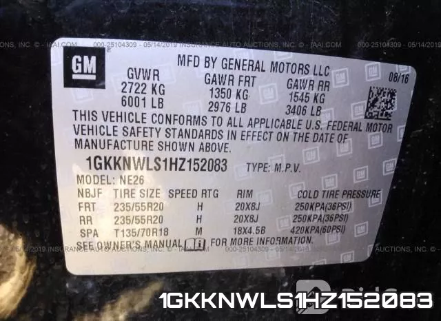 1GKKNWLS1HZ152083 фото 10