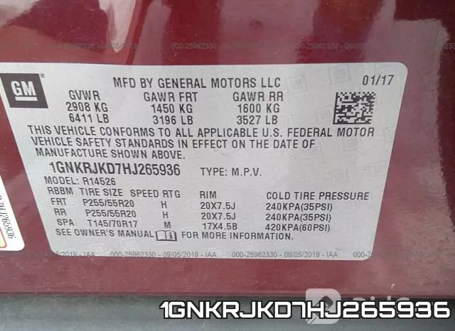 1GNKRJKD7HJ265936 фото 10