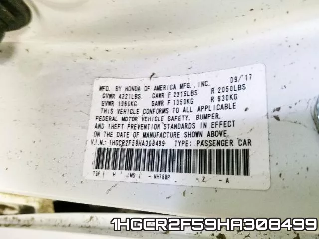 1HGCR2F59HA308499 фото 2