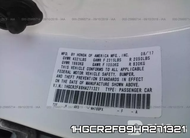 1HGCR2F89HA271321 фото 10