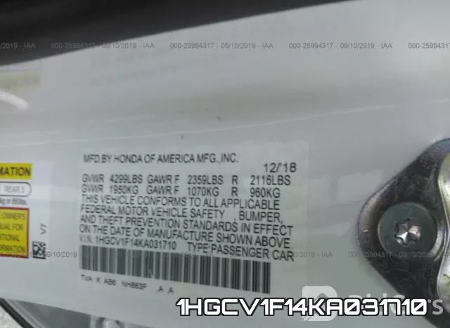 1HGCV1F14KA031710 фото 10