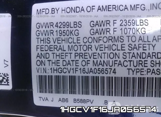 1HGCV1F16JA056574 фото 10
