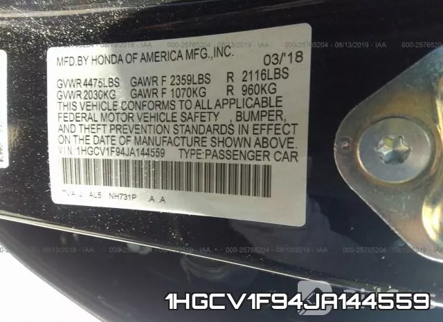1HGCV1F94JA144559 фото 10