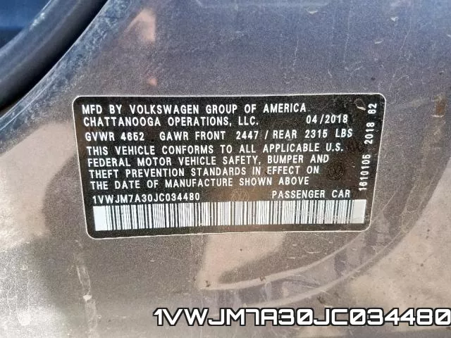 1VWJM7A30JC034480 фото 2