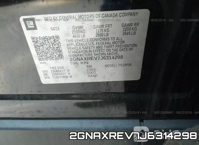 2GNAXREV7J6314298 фото 10