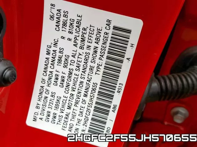2HGFC2F55JH570655 фото 2