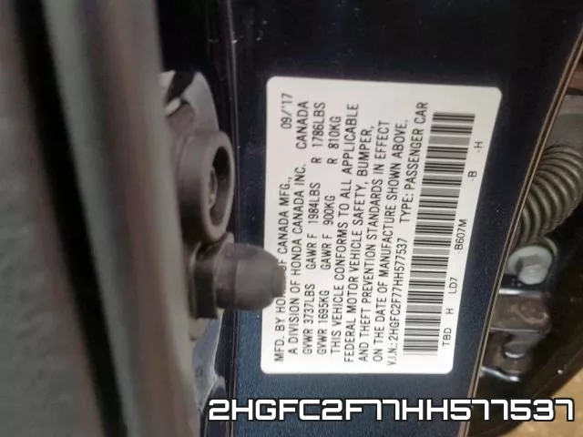 2HGFC2F77HH577537 фото 2