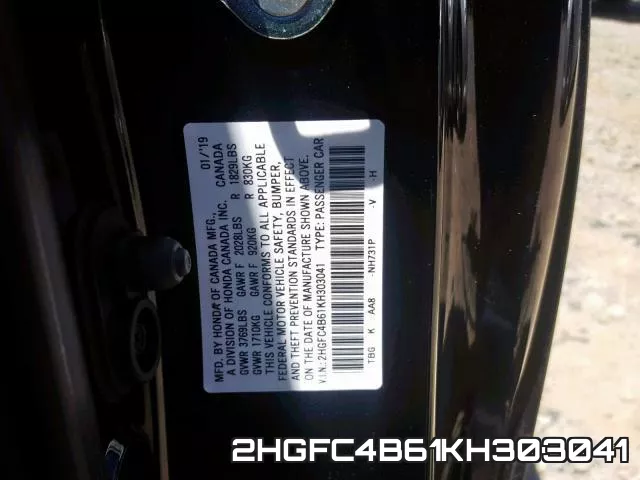 2HGFC4B61KH303041 фото 2