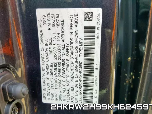 2HKRW2H99KH624597 фото 2