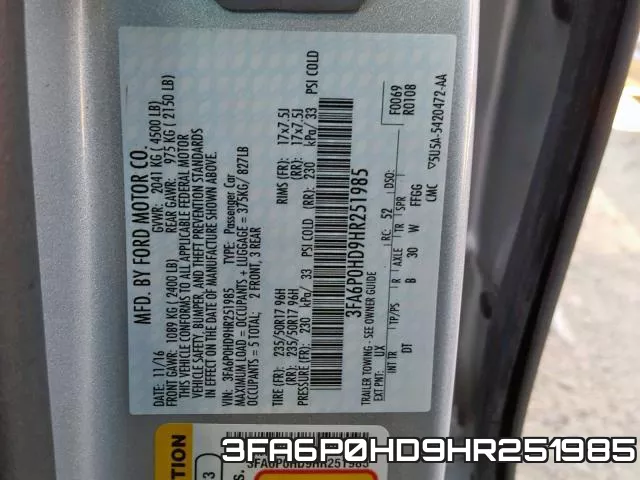 3FA6P0HD9HR251985 фото 2