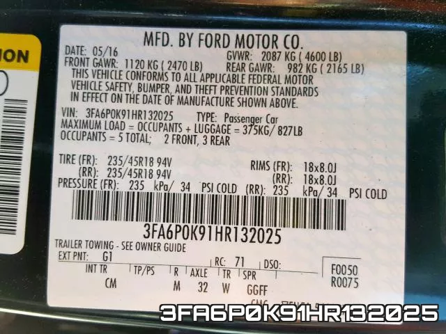 3FA6P0K91HR132025 фото 2