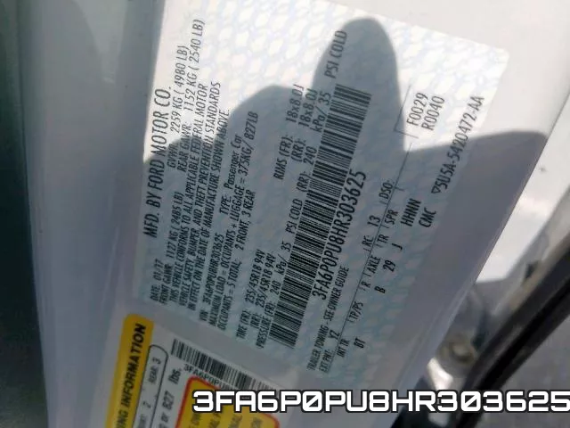3FA6P0PU8HR303625 фото 2