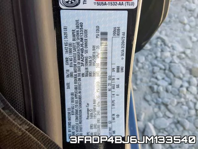 3FADP4BJ6JM133540 фото 2