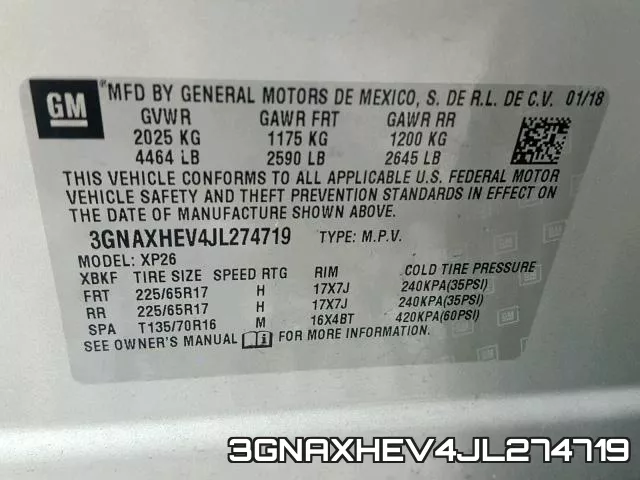 3GNAXHEV4JL274719 фото 2