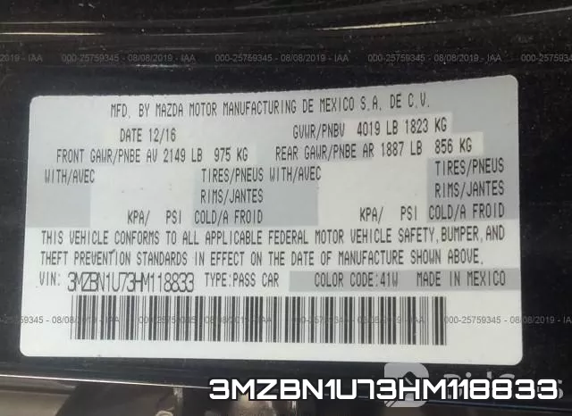 3MZBN1U73HM118833 фото 10