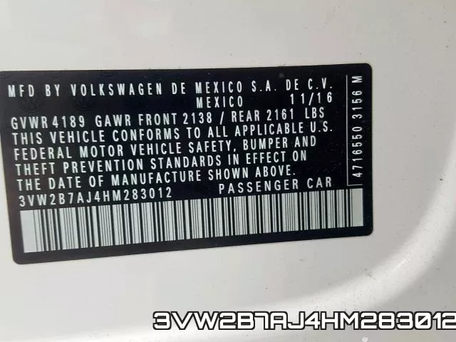 3VW2B7AJ4HM283012 фото 2