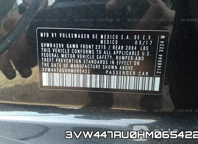 3VW447AU0HM065422 фото 10