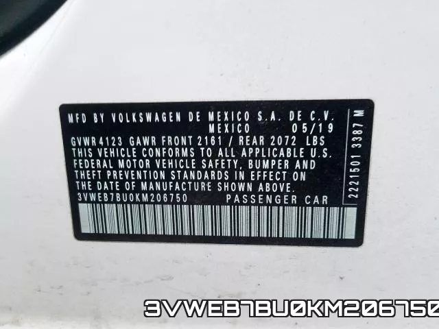 3VWEB7BU0KM206750 фото 2
