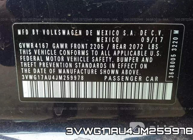 3VWG17AU4JM259978 фото 10