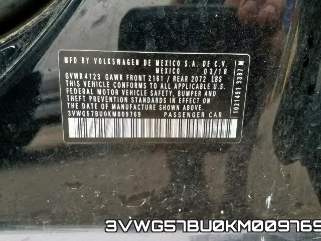3VWG57BU0KM009769 фото 2