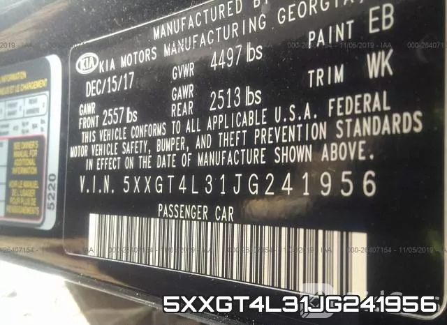 5XXGT4L31JG241956 фото 9
