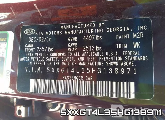 5XXGT4L35HG138971 фото 10