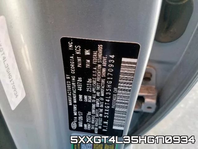 5XXGT4L35HG170934 фото 2