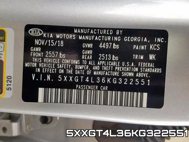 5XXGT4L36KG322551 фото 2