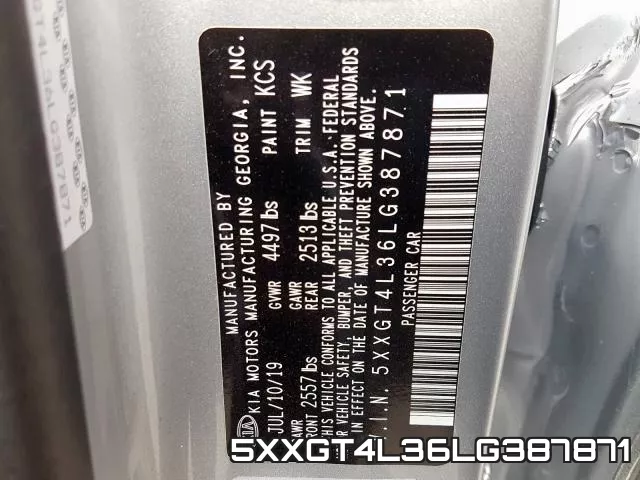 5XXGT4L36LG387871 фото 2