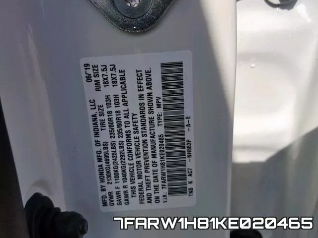 7FARW1H81KE020465 фото 2