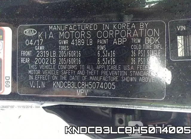 KNDCB3LC8H5074005 фото 10