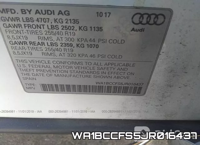 WA1BCCFS5JR016437 фото 10