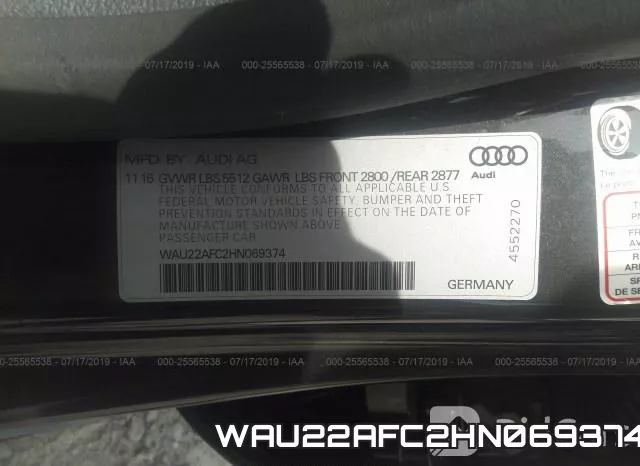 WAU22AFC2HN069374 фото 10